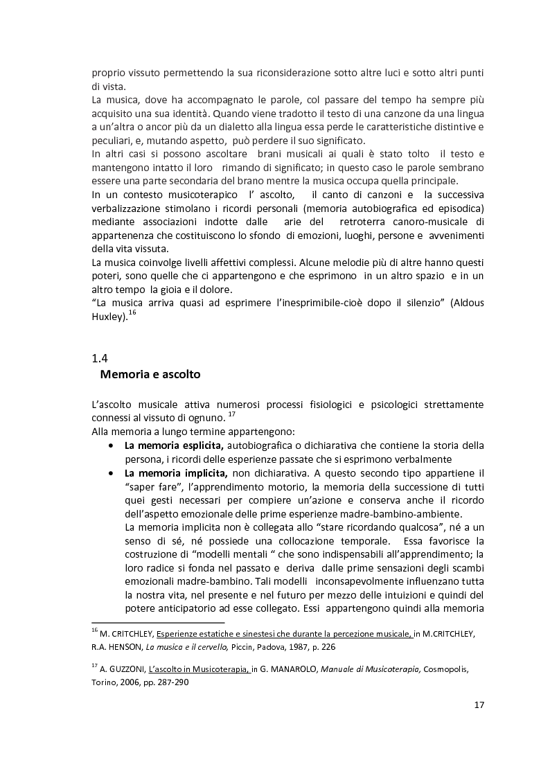 Anteprima della tesi: Memoria musicale e malattia di Alzheimer, Pagina 10