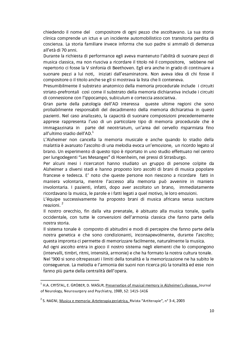 Anteprima della tesi: Memoria musicale e malattia di Alzheimer, Pagina 3