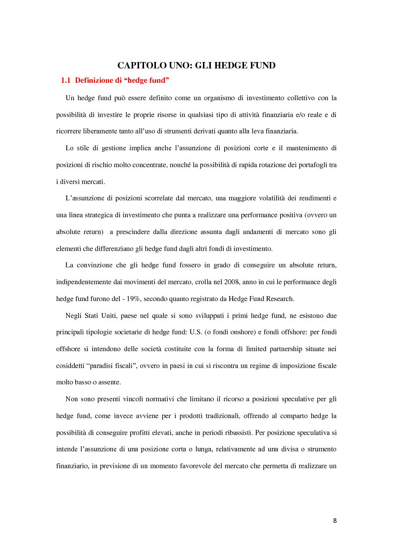 Anteprima della tesi: Metodologie di analisi delle performance degli hedge fund prima e durante la crisi finanziaria, Pagina 4