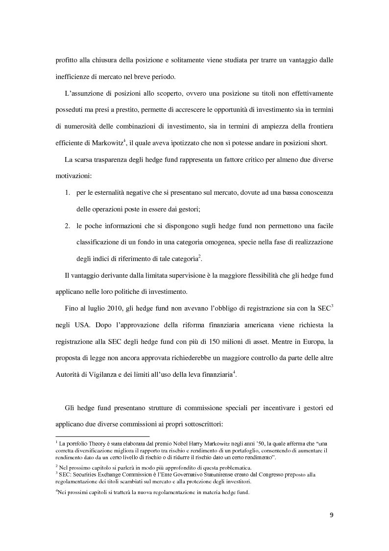 Anteprima della tesi: Metodologie di analisi delle performance degli hedge fund prima e durante la crisi finanziaria, Pagina 5
