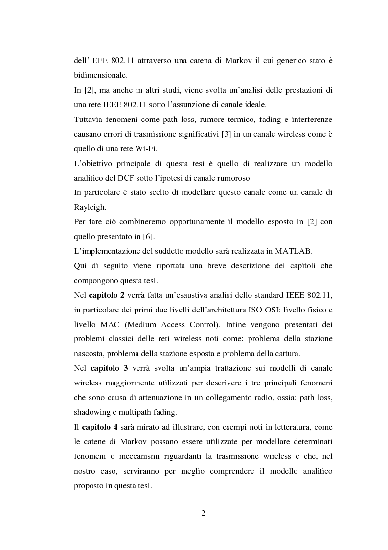 Anteprima della tesi: Definizione di un Modello di Markov di una rete IEEE 802.11 con canale di Rayleigh tempo-variante., Pagina 3