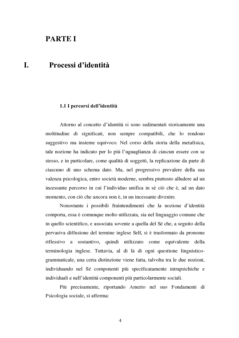 Anteprima della tesi: Il sè cognitivo e il sè affettivo. Processi d'identità, Pagina 5