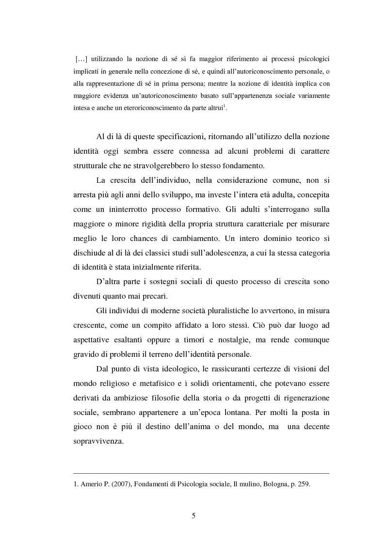 Anteprima della tesi: Il sè cognitivo e il sè affettivo. Processi d'identità, Pagina 6