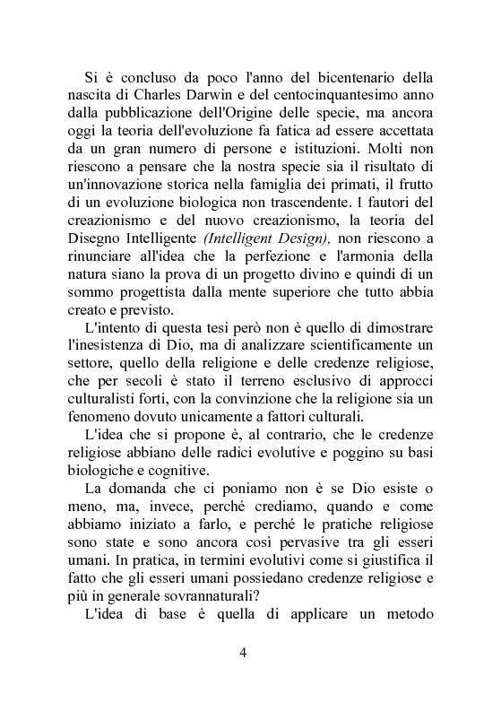 Anteprima della tesi: Le basi bio-cognitive delle credenze religiose, Pagina 3