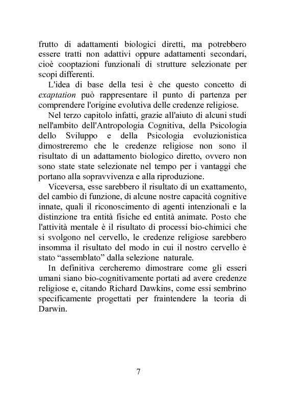 Anteprima della tesi: Le basi bio-cognitive delle credenze religiose, Pagina 6