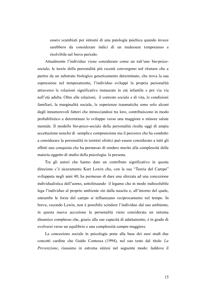 Anteprima della tesi: I contributi della teoria dell'attaccamento alla prevenzione del disagio psichico in età evolutiva, Pagina 11