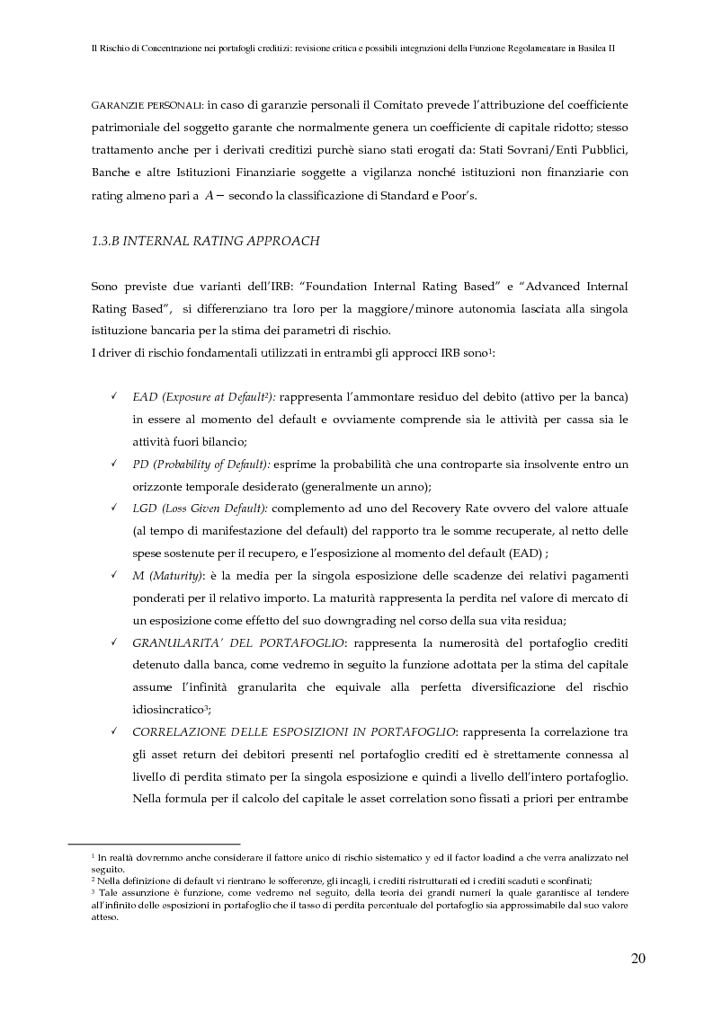 Estratto dalla tesi: Il rischio di concentrazione nei portafogli creditizi: revisione critica e possibili integrazioni della funzione regolamentare in Basilea II