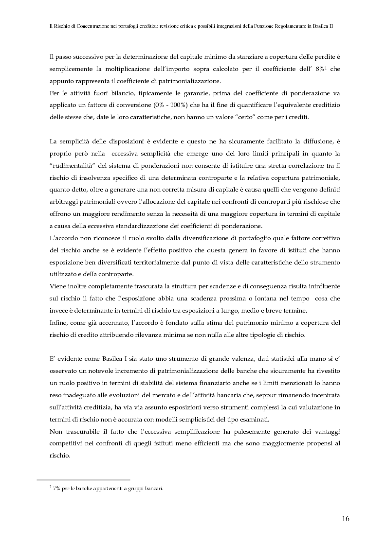Anteprima della tesi: Il rischio di concentrazione nei portafogli creditizi: revisione critica e possibili integrazioni della funzione regolamentare in Basilea II, Pagina 11