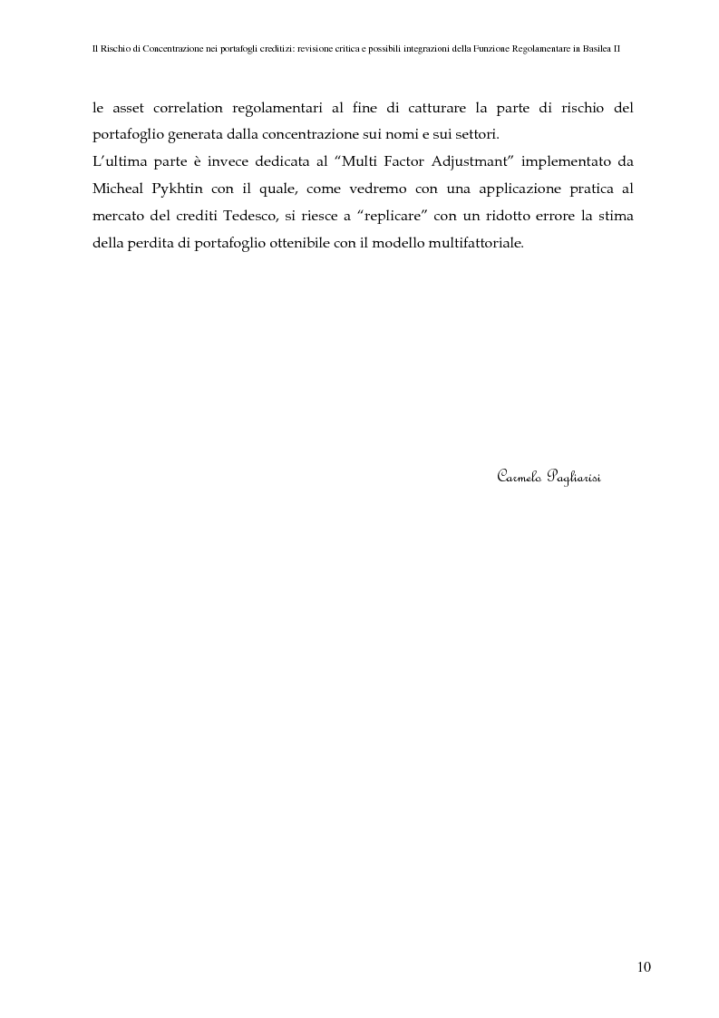 Anteprima della tesi: Il rischio di concentrazione nei portafogli creditizi: revisione critica e possibili integrazioni della funzione regolamentare in Basilea II, Pagina 5