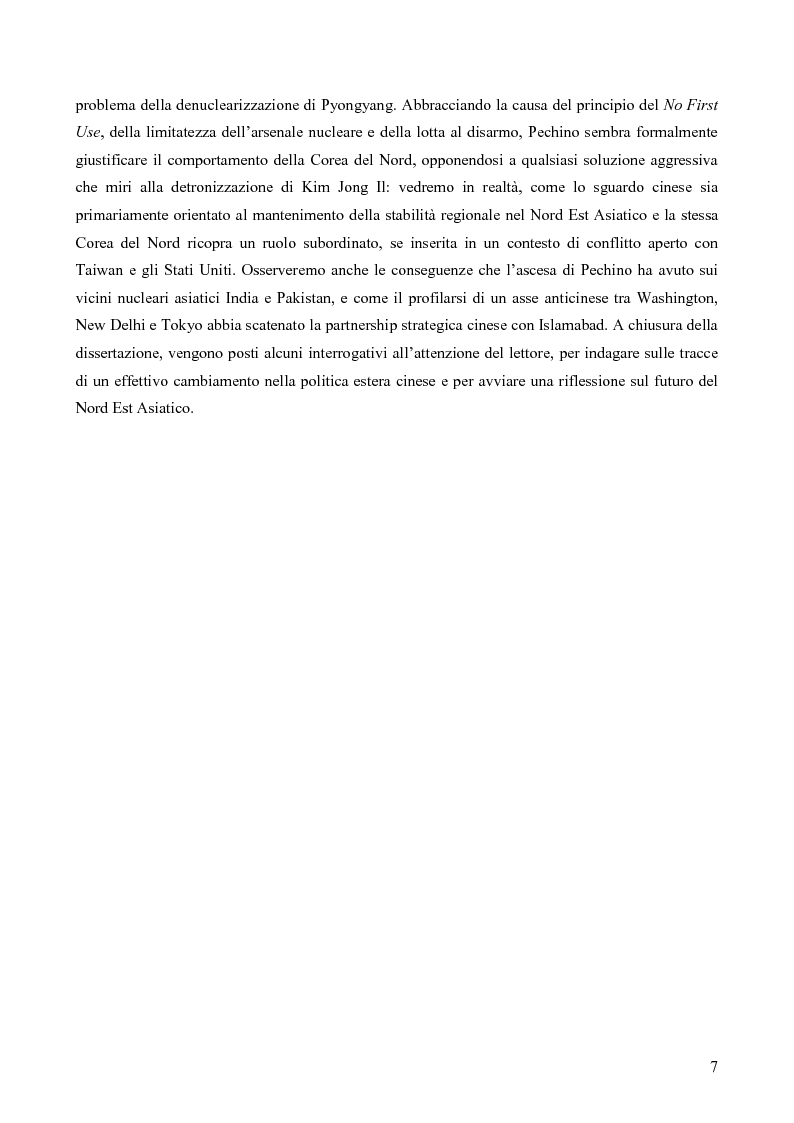 Anteprima della tesi: La politica estera cinese e la questione nucleare nordcoreana: la nuova sfida del Nord Est asiatico, Pagina 4