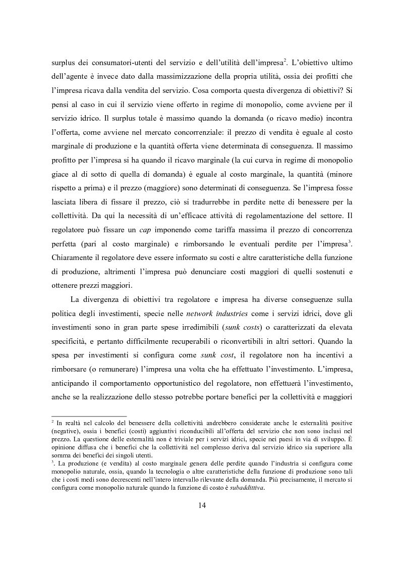 Estratto dalla tesi: L'economia del settore idrico. Scelte di regolazione e struttura proprietaria