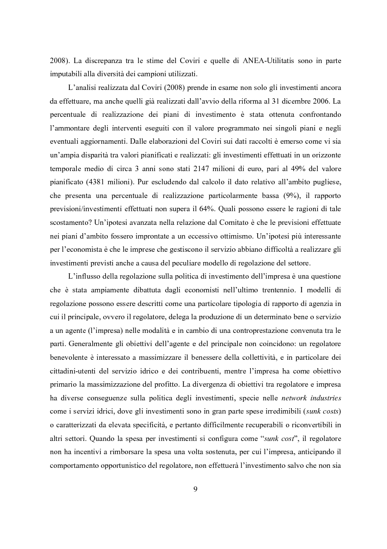 Anteprima della tesi: L'economia del settore idrico. Scelte di regolazione e struttura proprietaria, Pagina 10