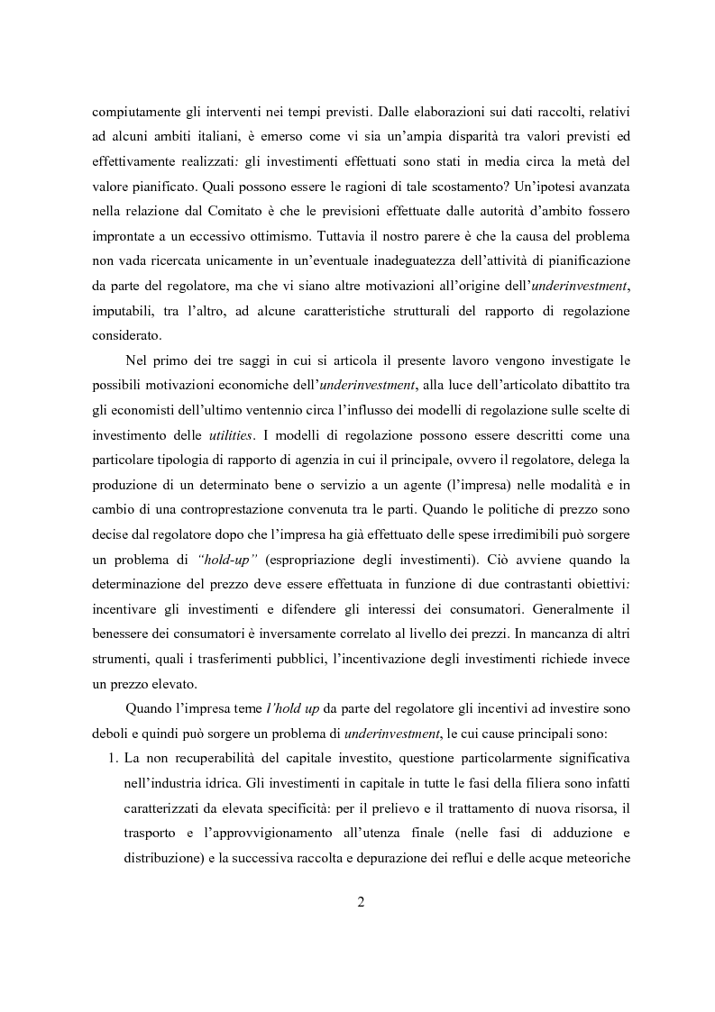 Anteprima della tesi: L'economia del settore idrico. Scelte di regolazione e struttura proprietaria, Pagina 3