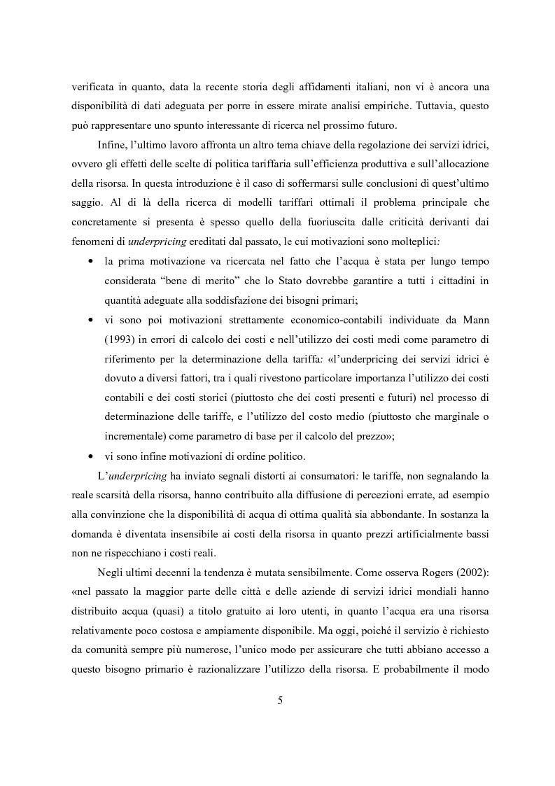 Anteprima della tesi: L'economia del settore idrico. Scelte di regolazione e struttura proprietaria, Pagina 6