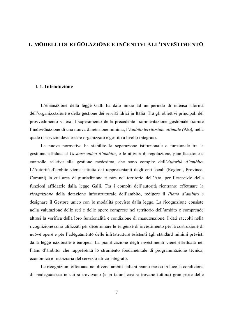 Anteprima della tesi: L'economia del settore idrico. Scelte di regolazione e struttura proprietaria, Pagina 8