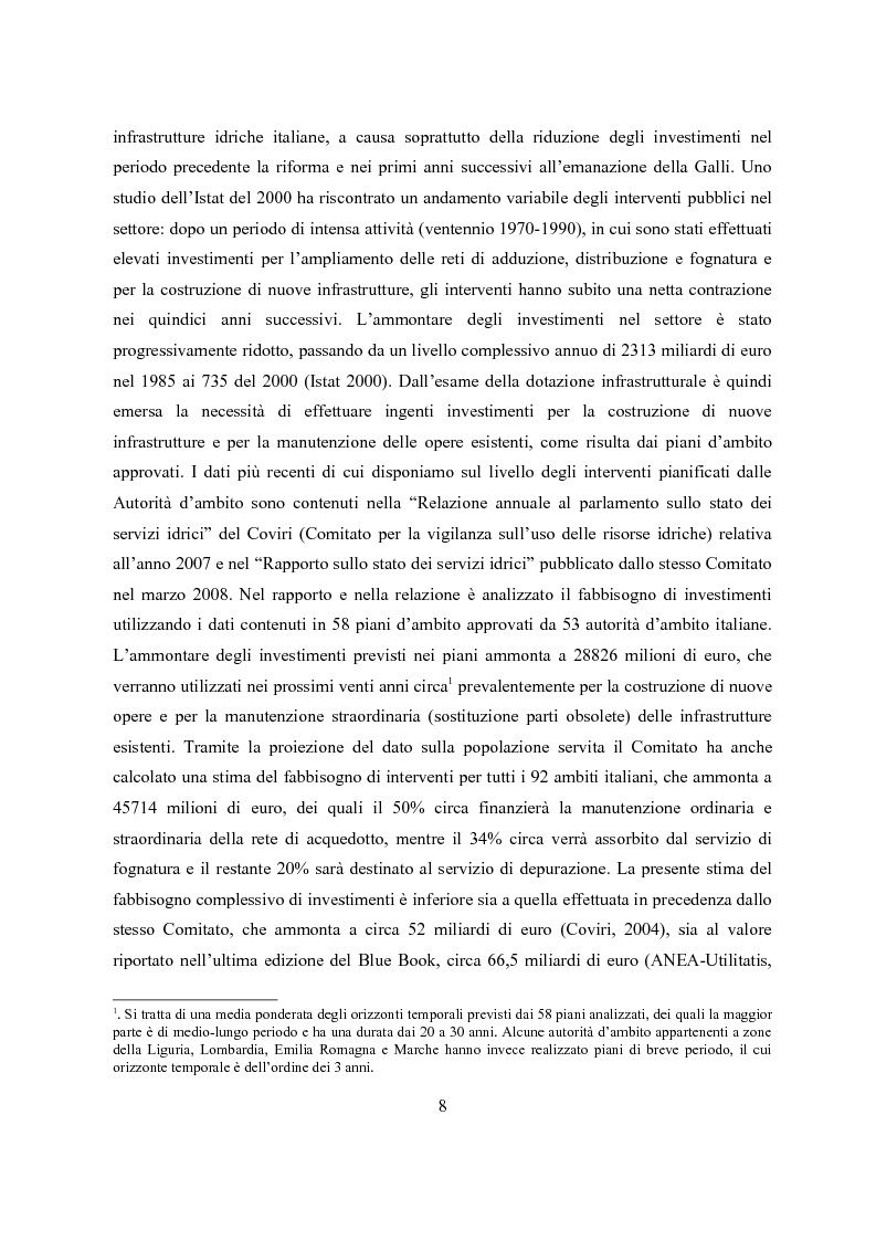 Anteprima della tesi: L'economia del settore idrico. Scelte di regolazione e struttura proprietaria, Pagina 9