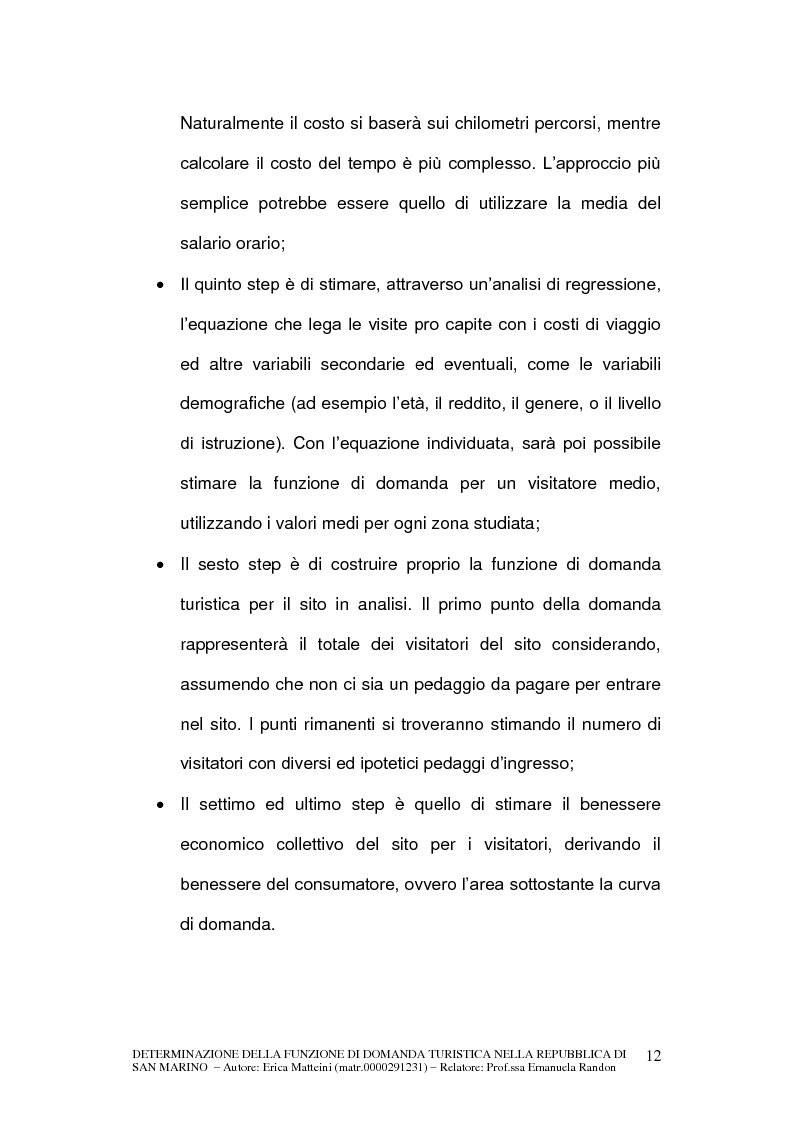 Anteprima della tesi: Determinazione della funzione di domanda turistica nella Repubblica di San Marino, Pagina 10