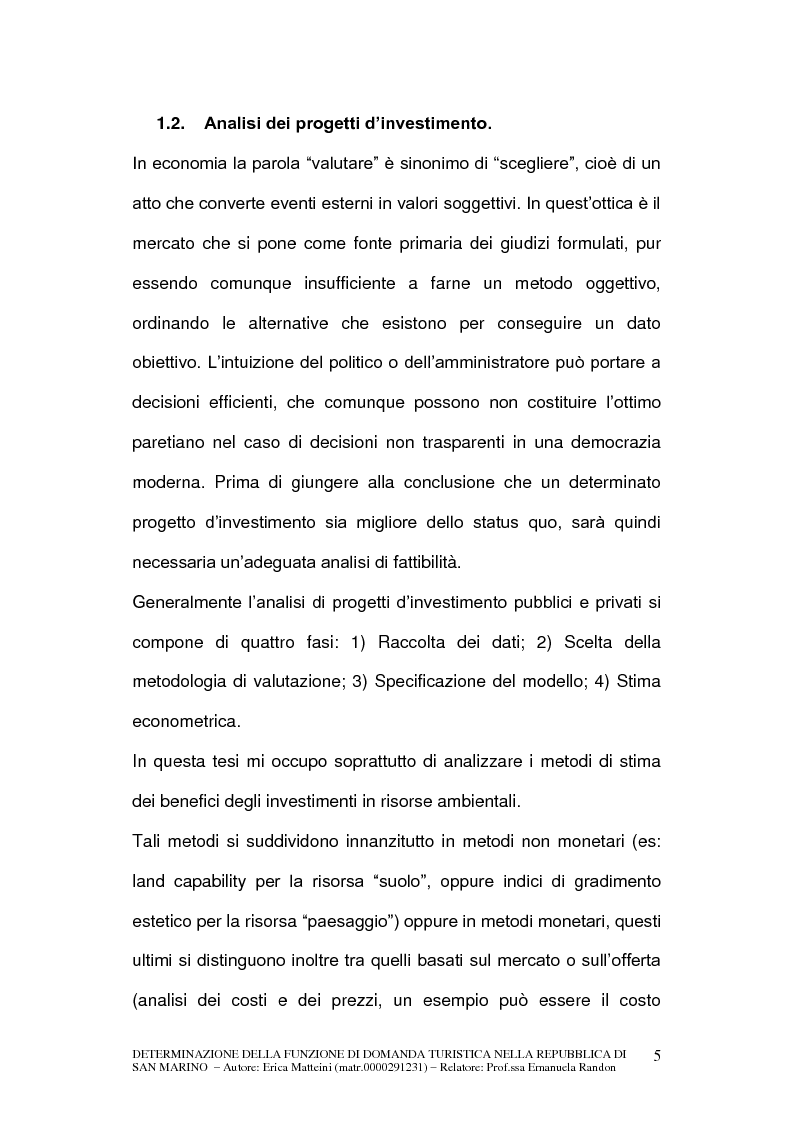 Anteprima della tesi: Determinazione della funzione di domanda turistica nella Repubblica di San Marino, Pagina 3