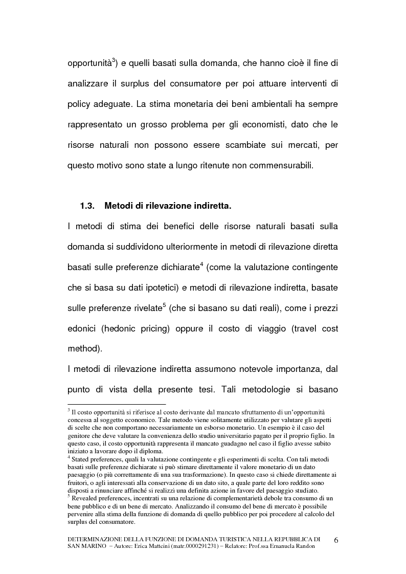 Anteprima della tesi: Determinazione della funzione di domanda turistica nella Repubblica di San Marino, Pagina 4