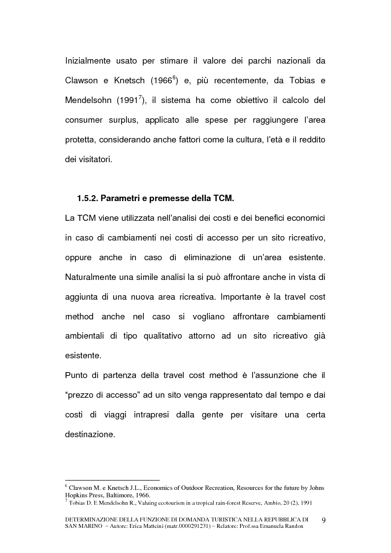 Anteprima della tesi: Determinazione della funzione di domanda turistica nella Repubblica di San Marino, Pagina 7