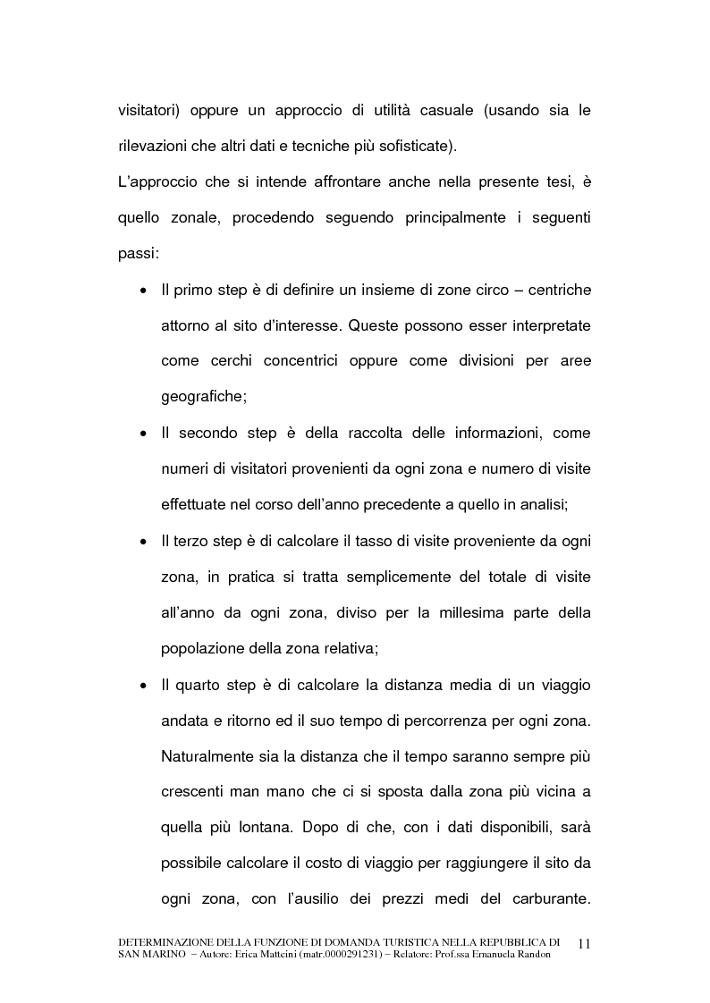 Anteprima della tesi: Determinazione della funzione di domanda turistica nella Repubblica di San Marino, Pagina 9