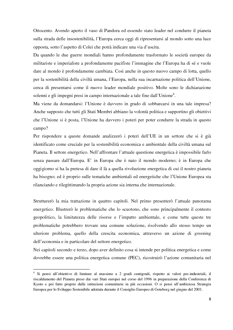 Anteprima della tesi: La politica energetica europea: alla ricerca di un nuovo paradigma, Pagina 6