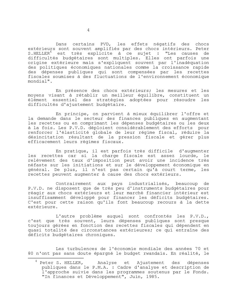 Anteprima della tesi: Analyse de l'impact des chocs exterieurs sur l'ajustement budgetaire au Rwanda, Pagina 4