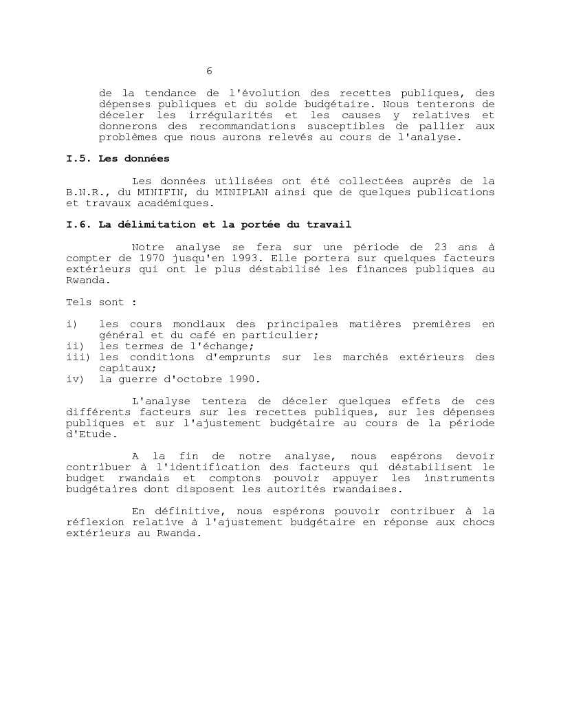 Anteprima della tesi: Analyse de l'impact des chocs exterieurs sur l'ajustement budgetaire au Rwanda, Pagina 6