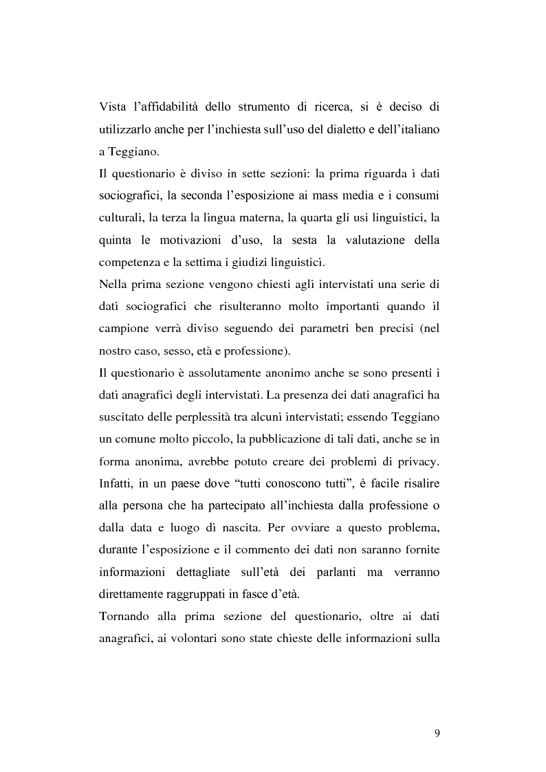 Anteprima della tesi: L'uso del dialetto e dell'italiano a Teggiano (Salerno). Un'inchiesta sul campo., Pagina 6