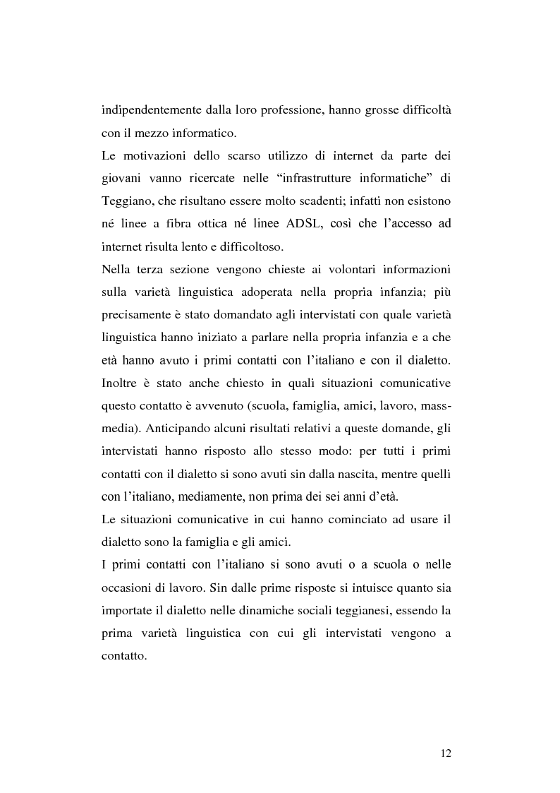 Anteprima della tesi: L'uso del dialetto e dell'italiano a Teggiano (Salerno). Un'inchiesta sul campo., Pagina 9