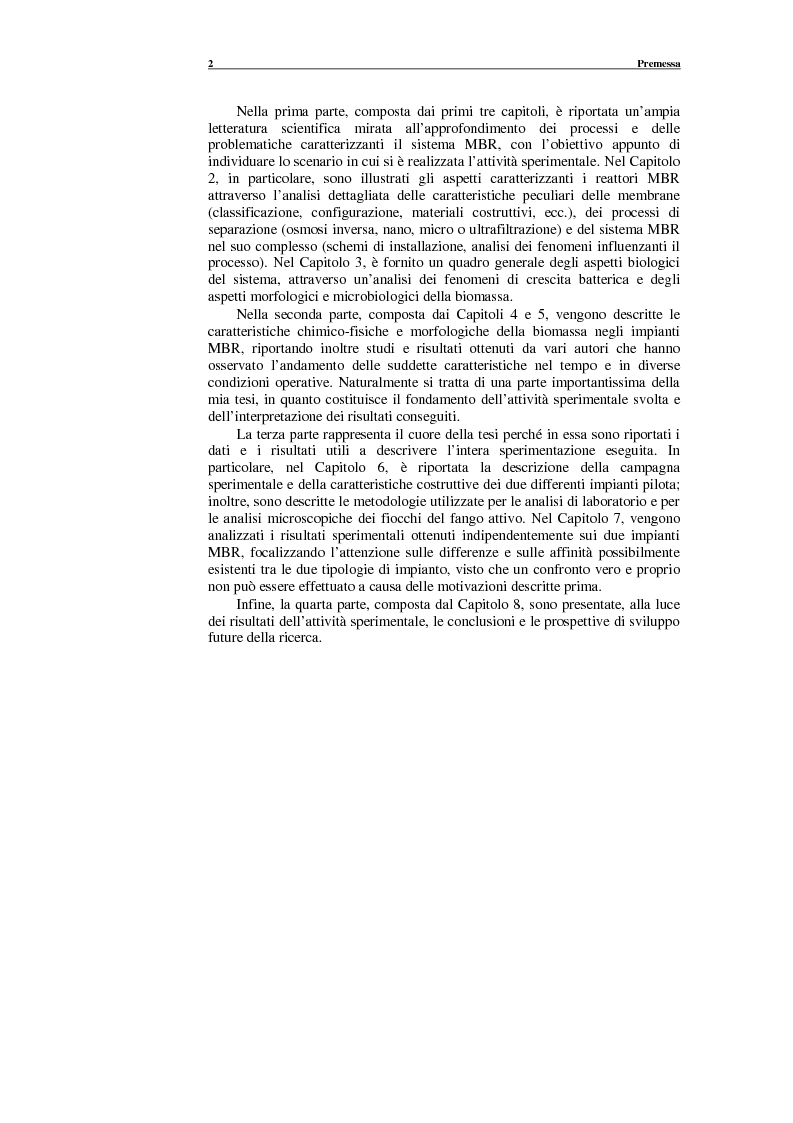 Anteprima della tesi: Caratteristiche chimico-fisiche e morfologiche del fango attivo di impianti MBR per la rimozione dei nutrienti, Pagina 3