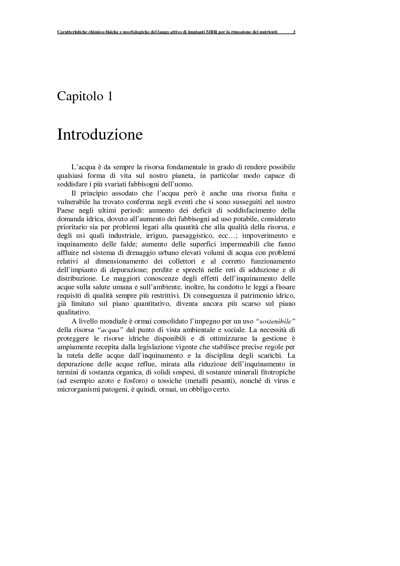 Anteprima della tesi: Caratteristiche chimico-fisiche e morfologiche del fango attivo di impianti MBR per la rimozione dei nutrienti, Pagina 4