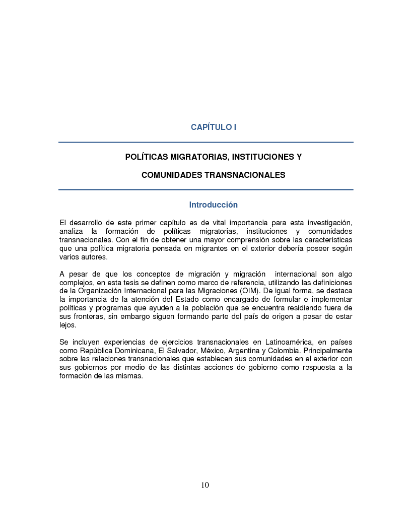 Anteprima della tesi: Las actividades del Instituto de los Mexicanos en el Exterior en Minnesota: Aciertos y Desaciertos, percepciones de migrantes, Pagina 11