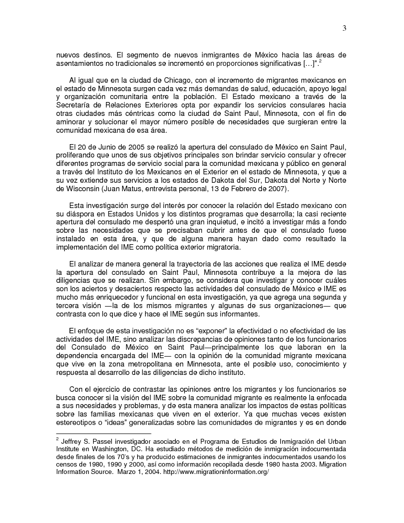 Anteprima della tesi: Las actividades del Instituto de los Mexicanos en el Exterior en Minnesota: Aciertos y Desaciertos, percepciones de migrantes, Pagina 4