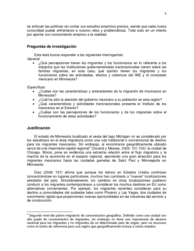 Anteprima della tesi: Las actividades del Instituto de los Mexicanos en el Exterior en Minnesota: Aciertos y Desaciertos, percepciones de migrantes, Pagina 5