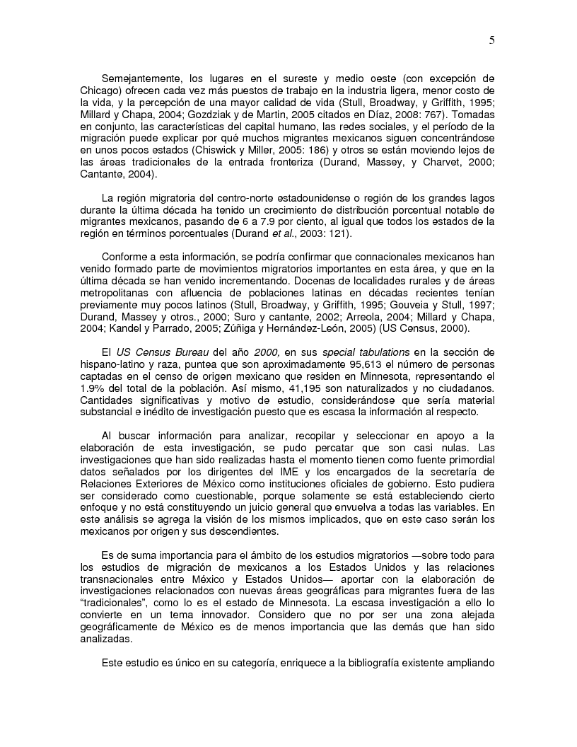 Anteprima della tesi: Las actividades del Instituto de los Mexicanos en el Exterior en Minnesota: Aciertos y Desaciertos, percepciones de migrantes, Pagina 6