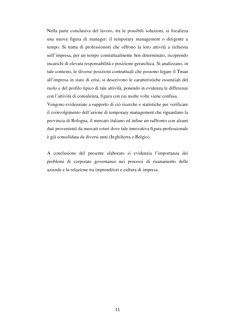Anteprima della tesi: Crisi e ristrutturazione aziendale: analisi studio e ricerca del servizio di temporary management all'interno della fase di esecuzione delle oeprazioni di turnaround aziendale., Pagina 4