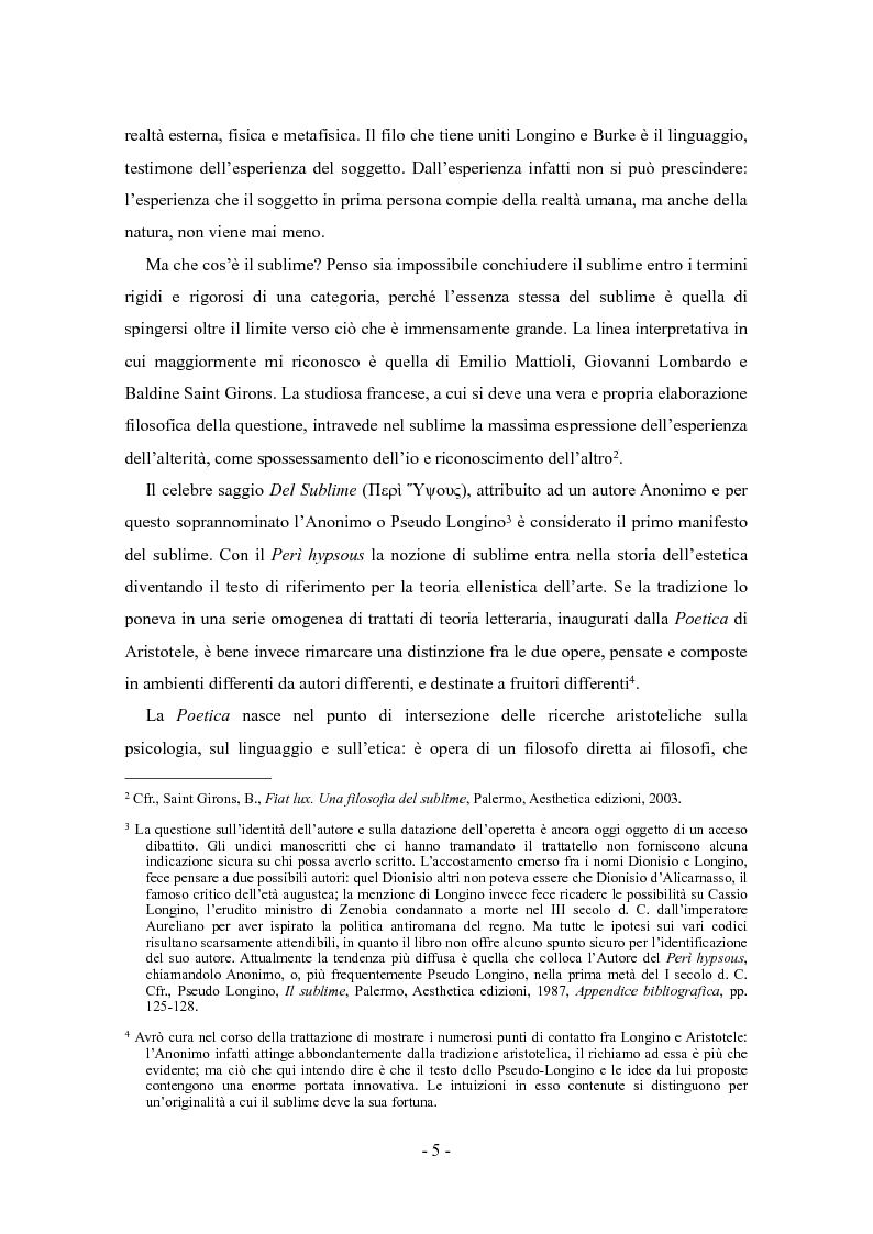 Anteprima della tesi: Il sublime fra passione e rappresentazione: da Longino a Burke, Pagina 4