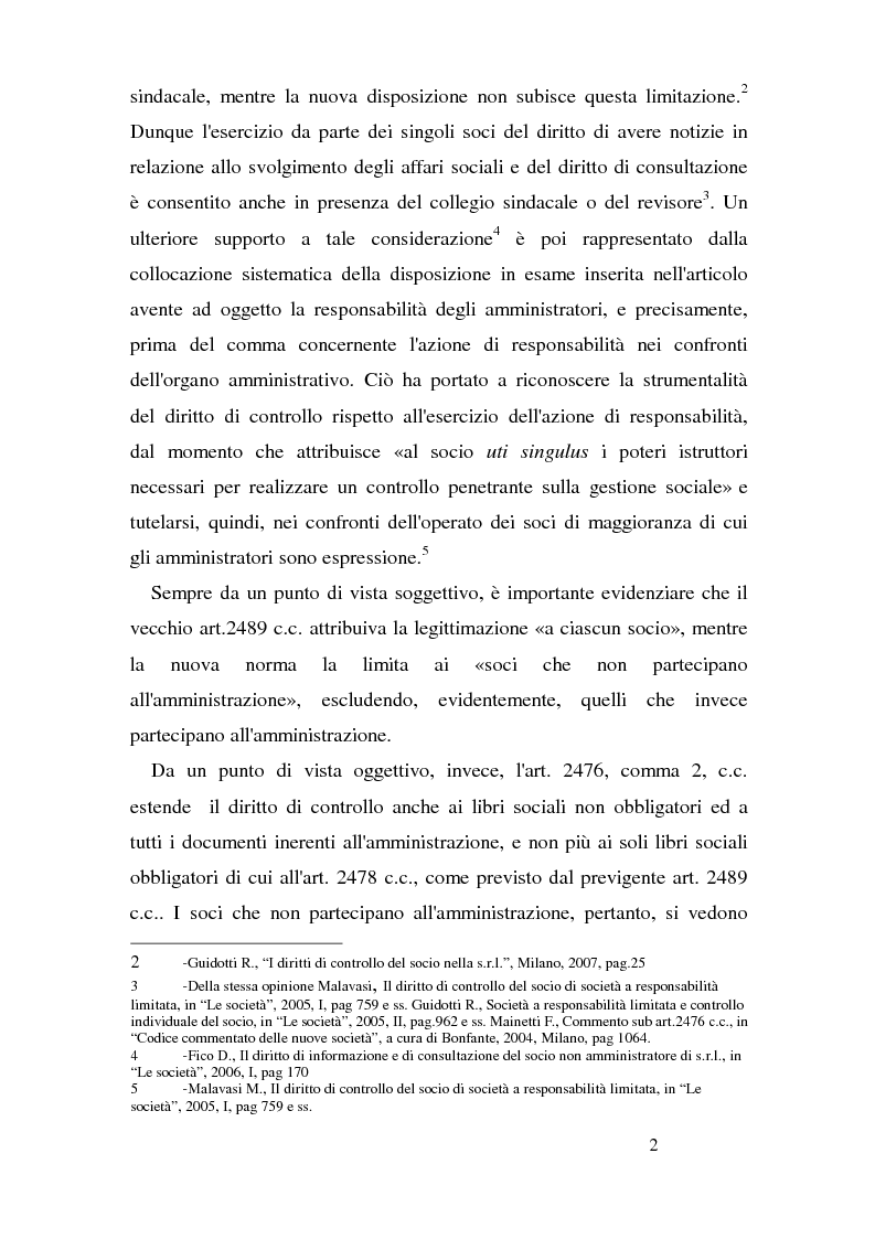 Anteprima della tesi: Il diritto di controllo del socio nella s.r.l., Pagina 6