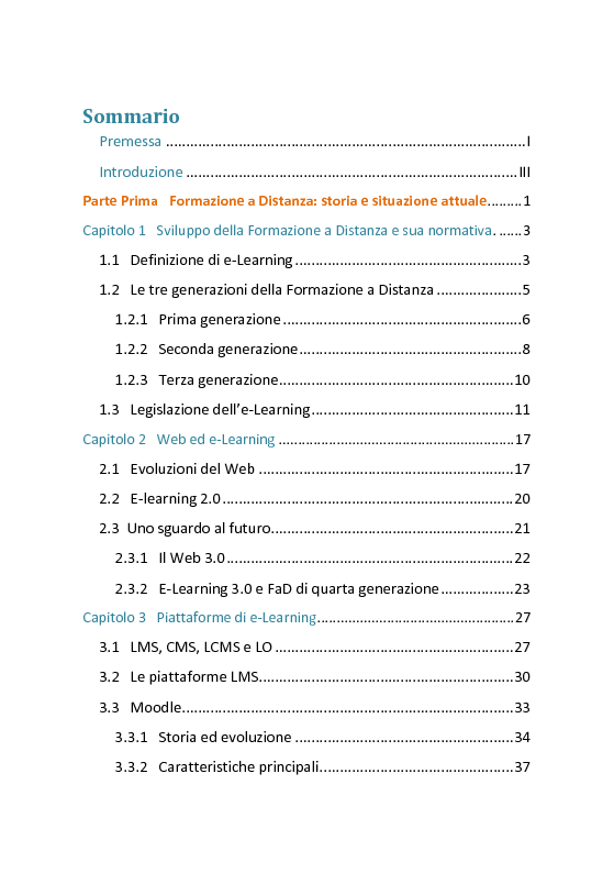 Indice della tesi: Università 3.0. Nuovi scenari per l'e-learning, Pagina 1