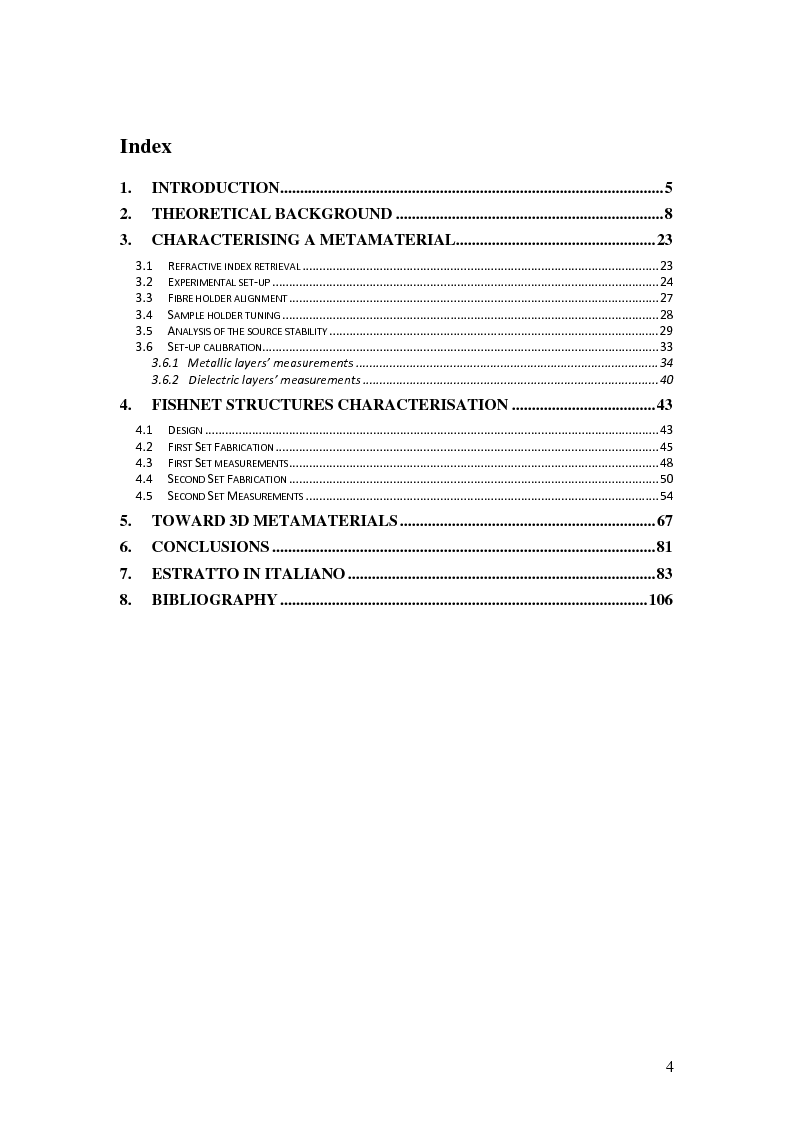 Indice della tesi: Optical characterisation of metamaterials, Pagina 1