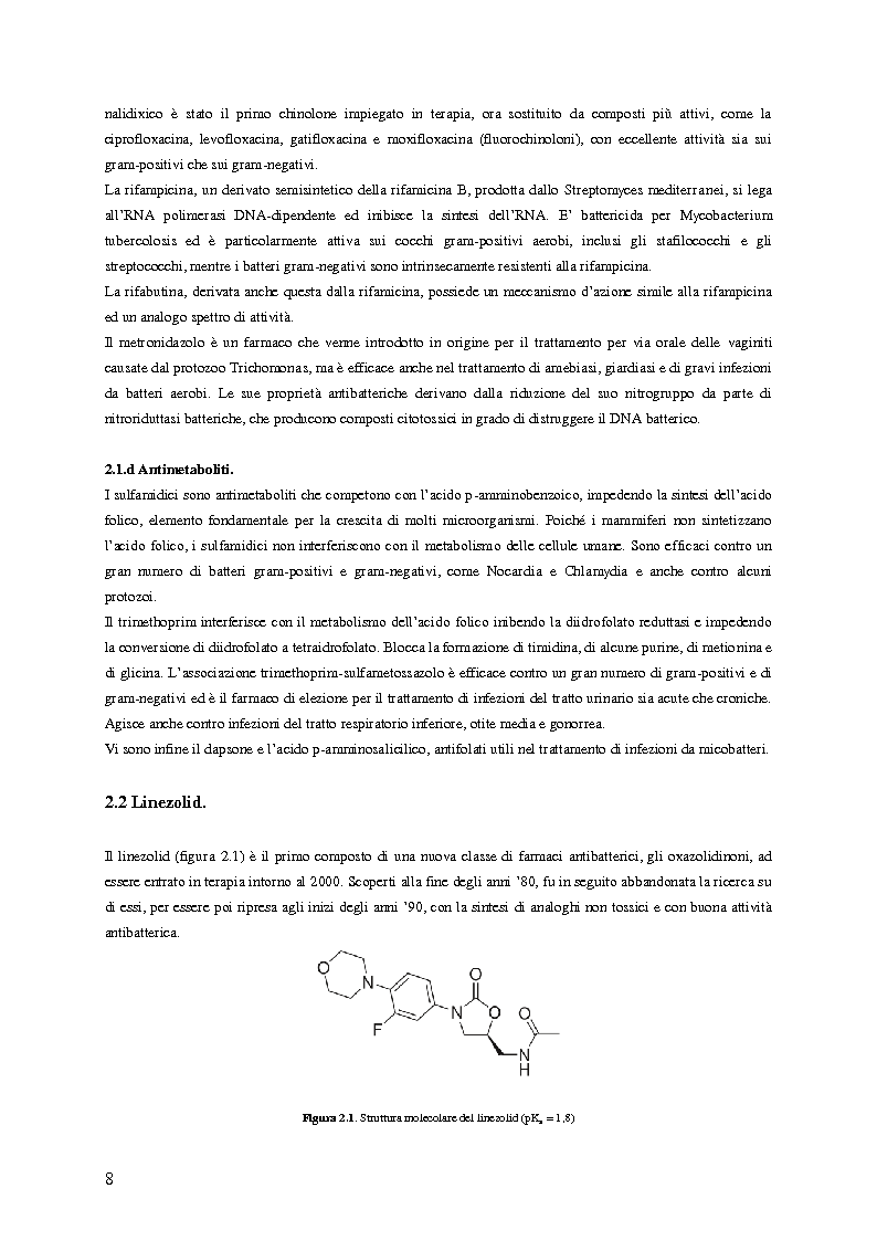 Anteprima della tesi: Sviluppo e applicazione di metodiche per il dosaggio plasmatico degli antibiotici linezolid e vancomicina mediante HPLC, Pagina 5