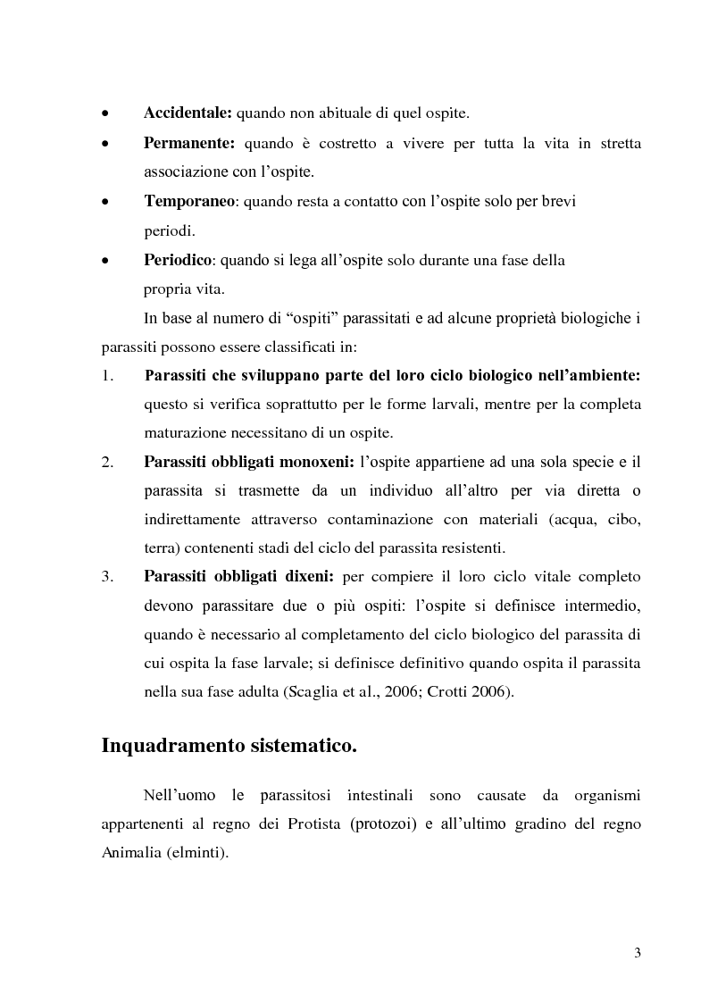 le parassitosi intestinali
