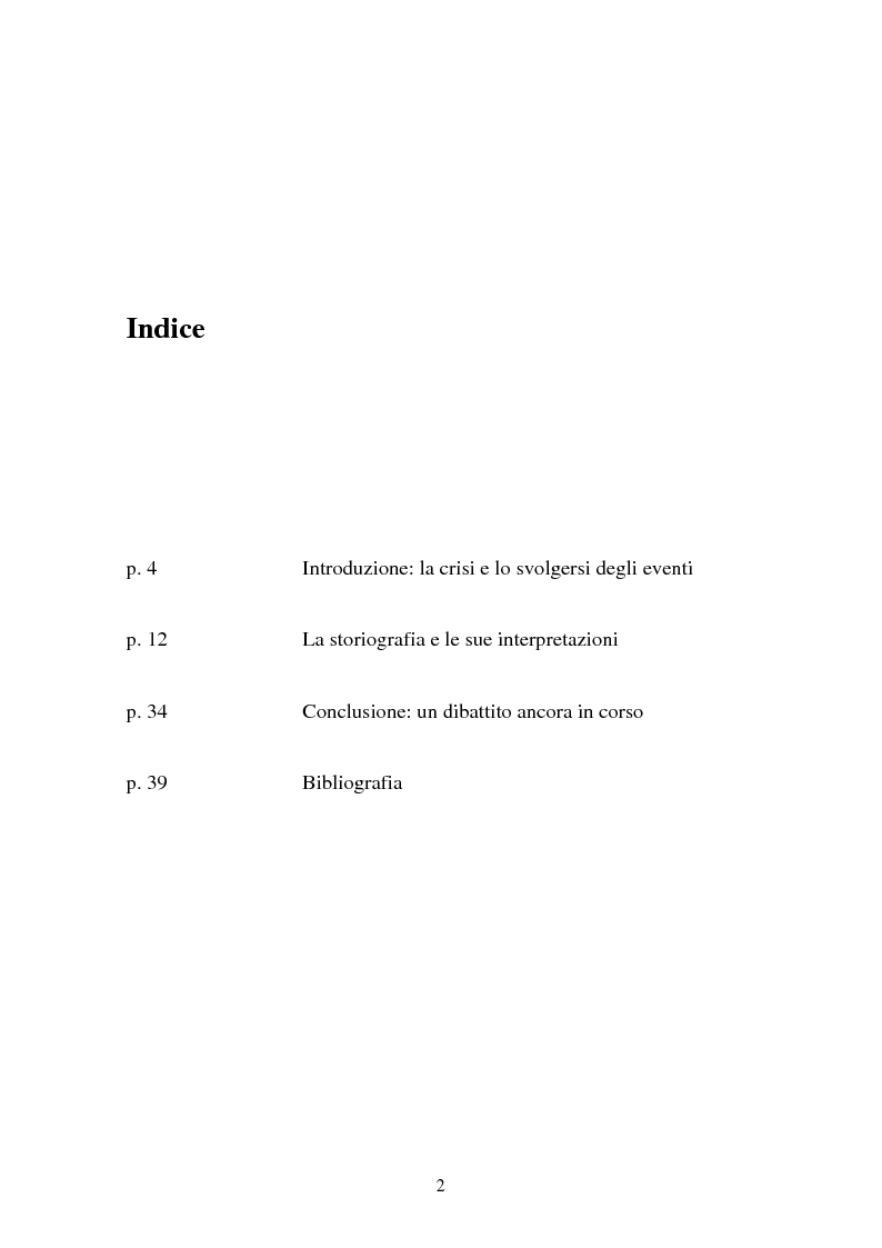 Indice della tesi: Interpretazioni storiografiche sulla crisi dei missili cubani, Pagina 1
