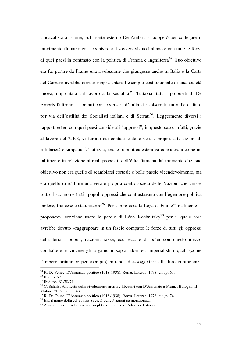 Estratto dalla tesi: L'esperimento politico fiumano