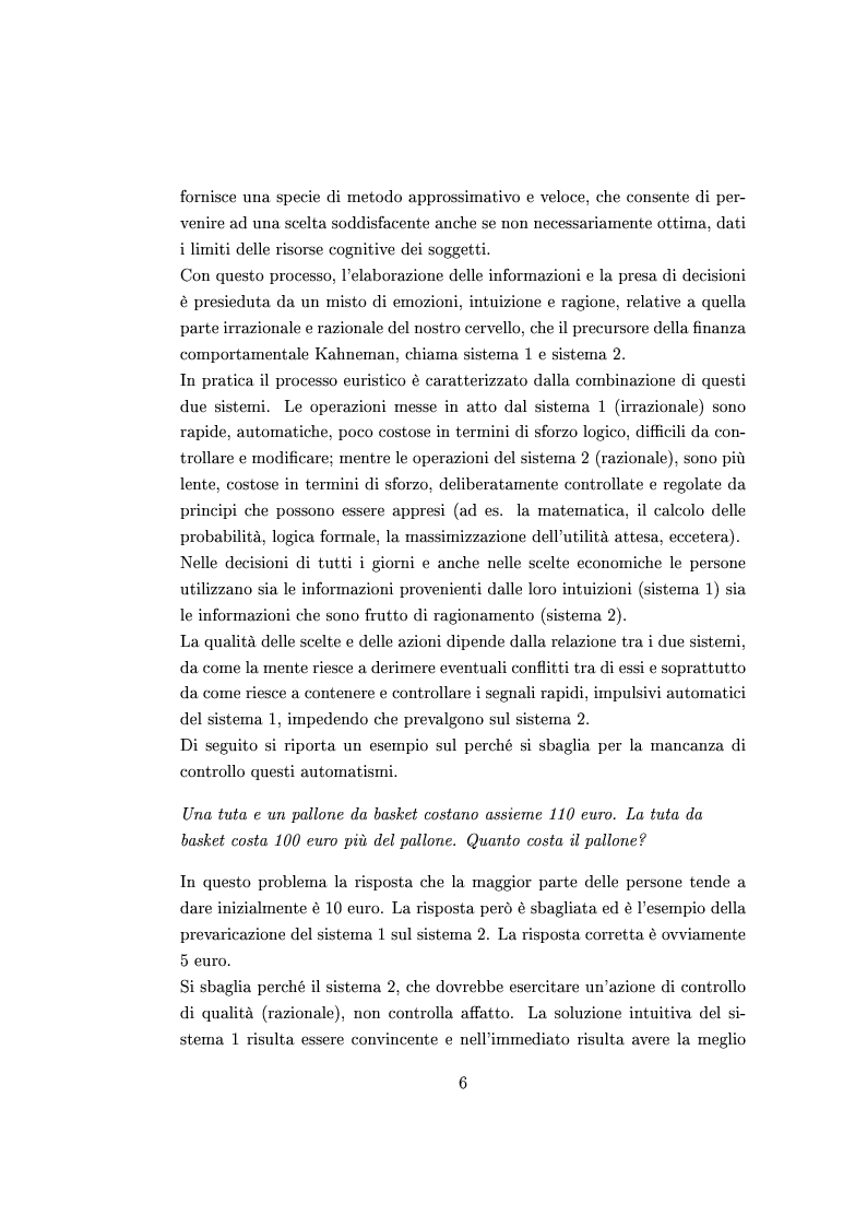 Anteprima della tesi: Finanza comportamentale e la valutazione del prezzo delle opzioni, Pagina 5