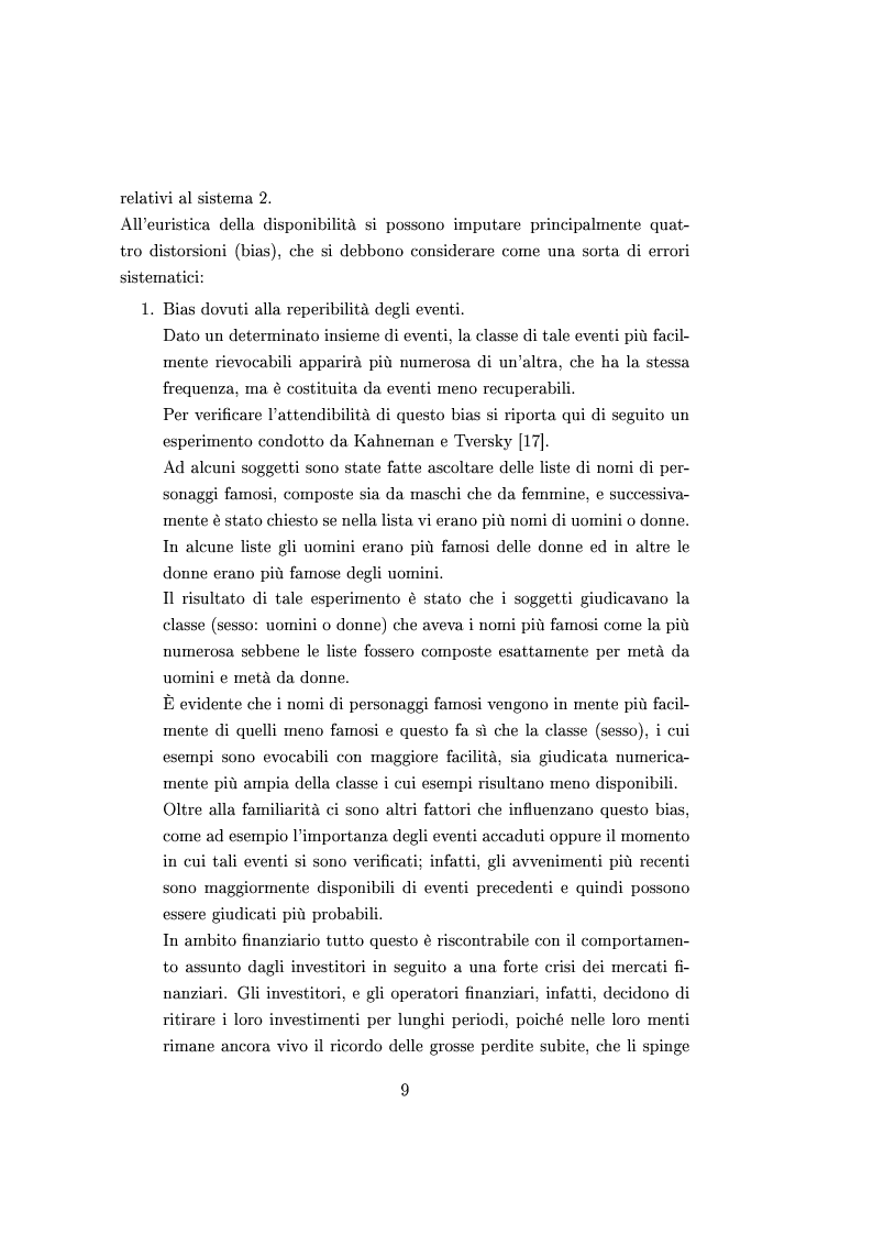 Anteprima della tesi: Finanza comportamentale e la valutazione del prezzo delle opzioni, Pagina 8