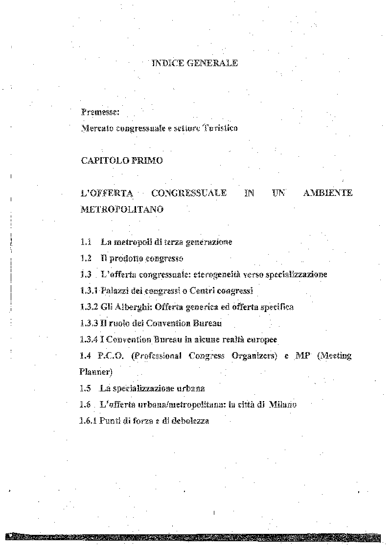 Indice della tesi: Il congressista in un sistema metropolitano, Pagina 1