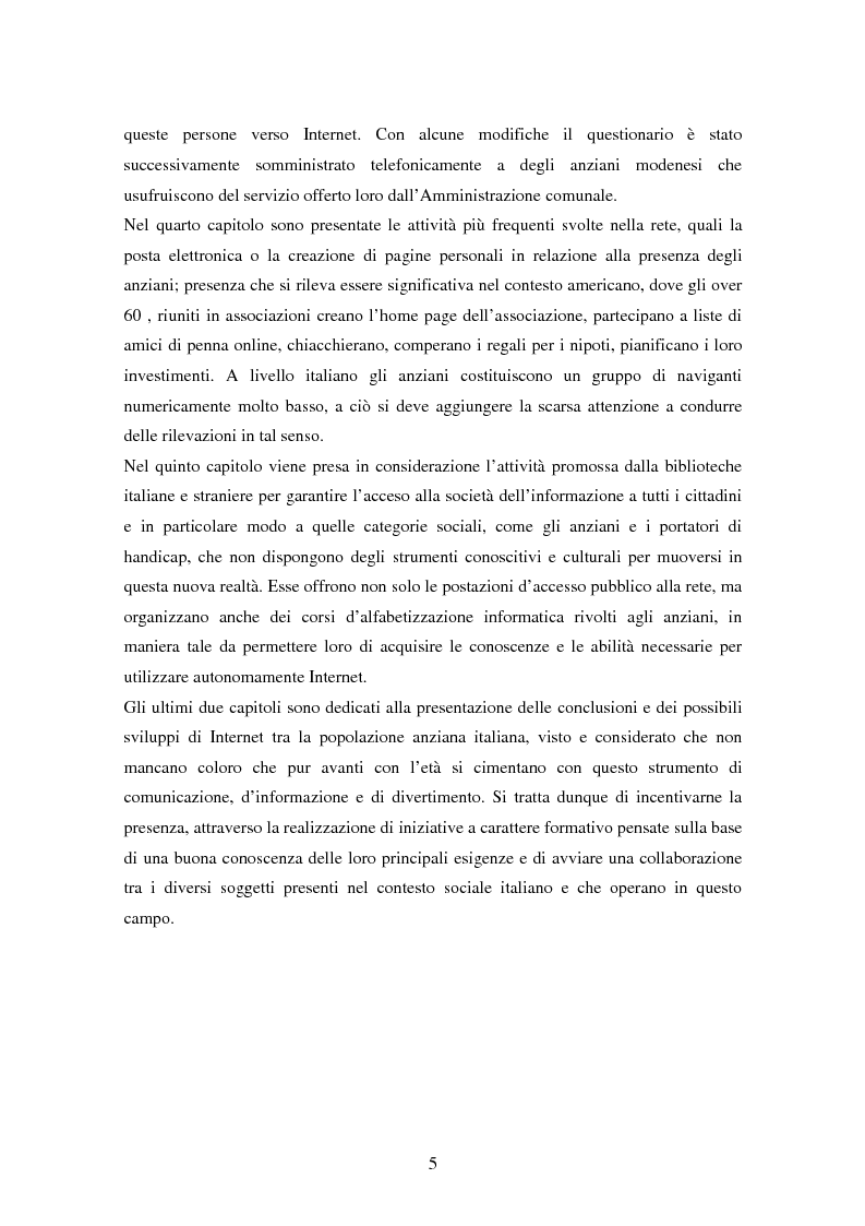 Anteprima della tesi: Internet e gli anziani: come la Rete rappresenta gli anziani e come gli anziani utilizzano la Rete, Pagina 3