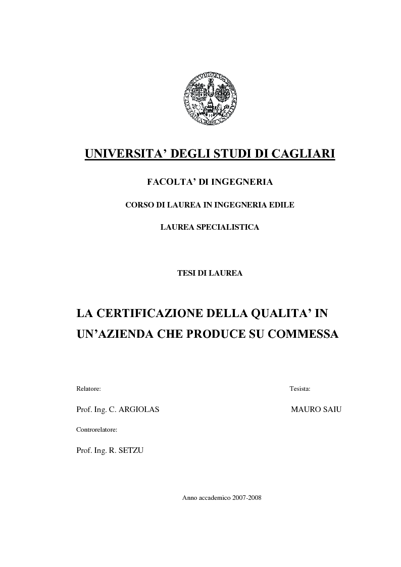Università Degli Studi Di Cagliari Ingegneria